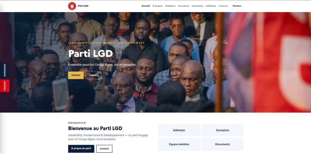 Site web Parti LGD — vue 1