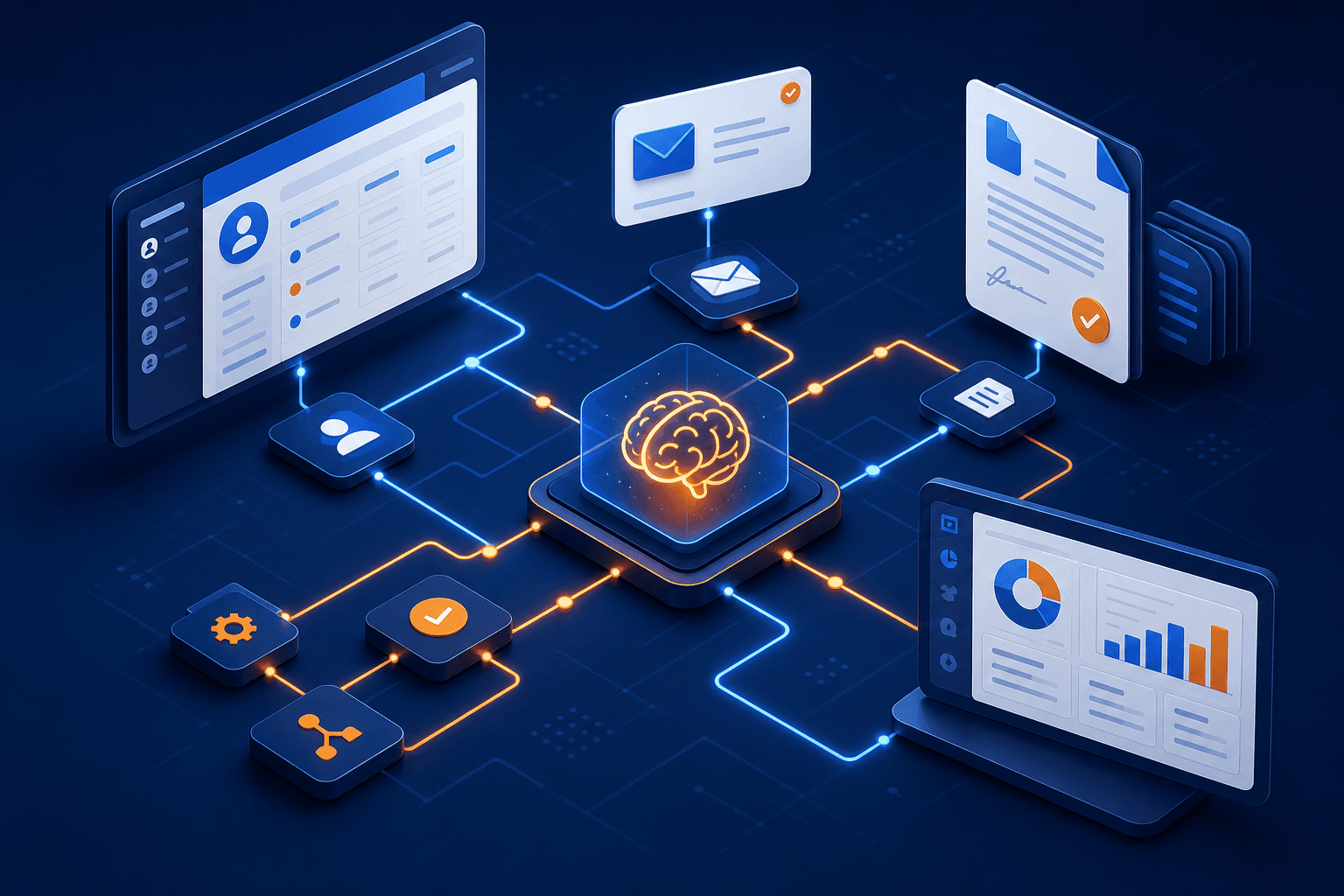 Schéma d'automatisation des processus métier avec IA
