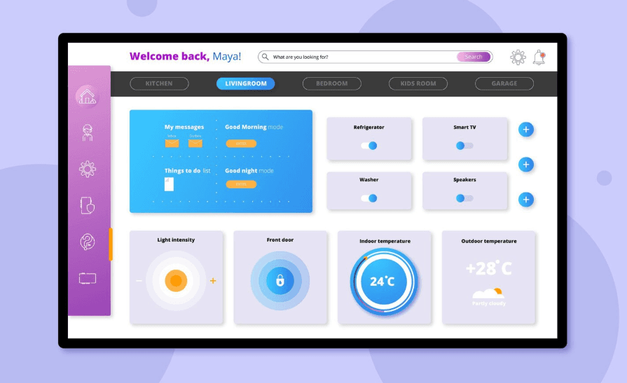 Interface web de domotique et smart home sur tablette