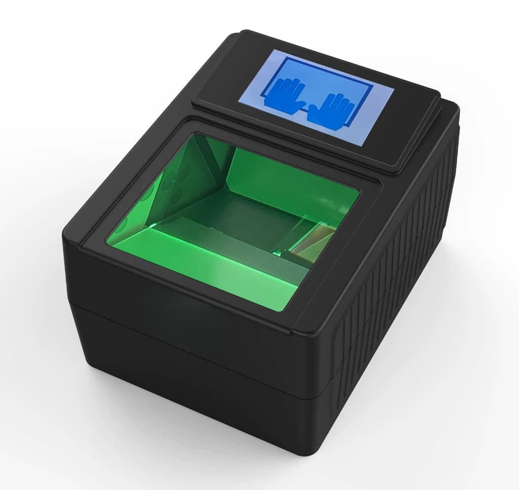 Lecteur biométrique multi-doigts professionnel avec surface de scan illuminée
